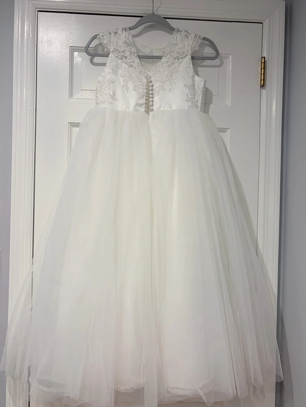White Lace & Tulle Flower Girl Dress Girls Size 8/10